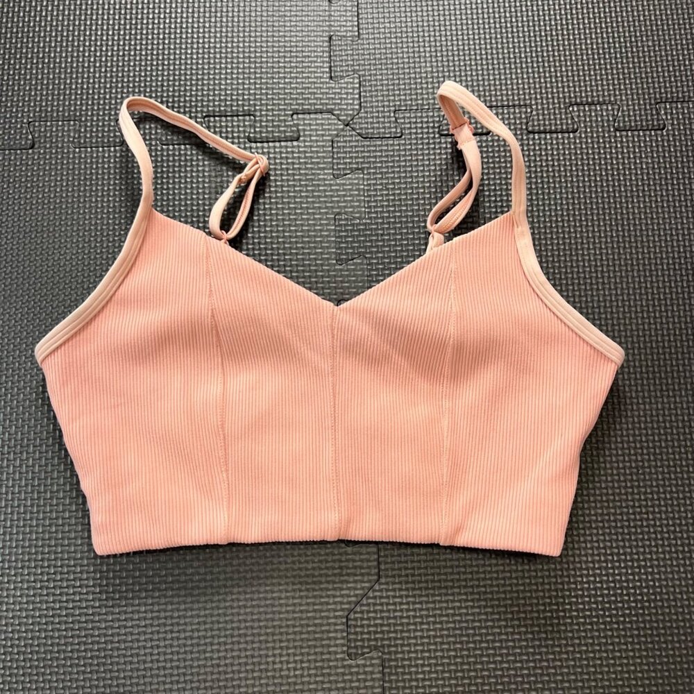 Offline By Aerie Ribbed Pink Adjustable Strap Bralette - Size S